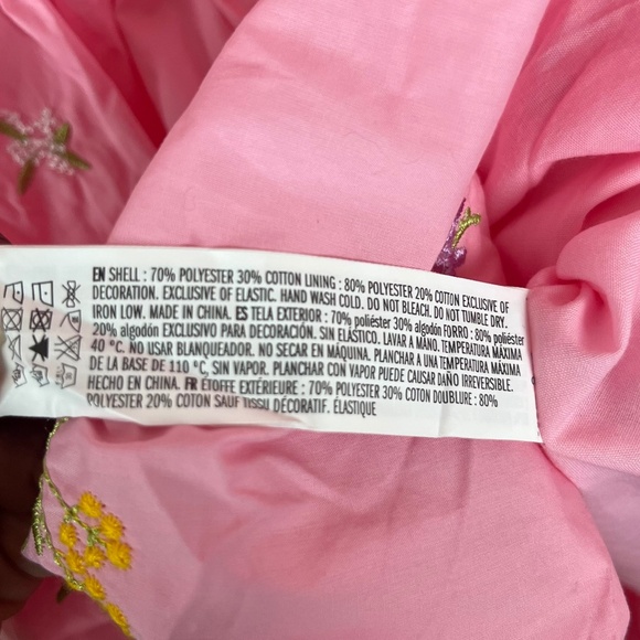 English Factory Smocked Ballon Sleeve Pink Mini Dress Size Medium - Picture 6 of 8